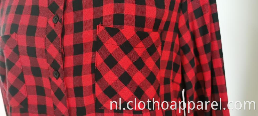 Wholesale Ladies Red And Black Checked Shirts